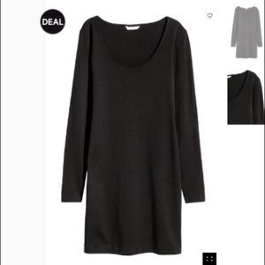 Black long sleeve jersey dress